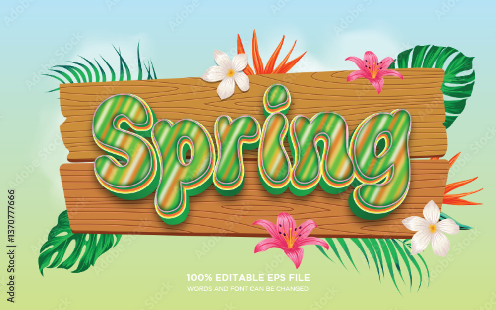 Poster spring 3d editable text style effect
