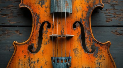 This vintage violin, with its weathered surface and deep orange hues, highlights exceptional craftsmanship and artistry