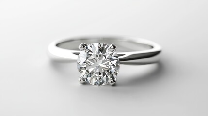 Full-Length Diamond Ring Viewed from the Top on Plain White Surface