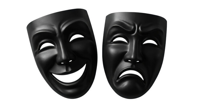 Isolated Happy and Sad Masks