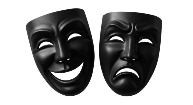 Isolated Happy and Sad Masks
