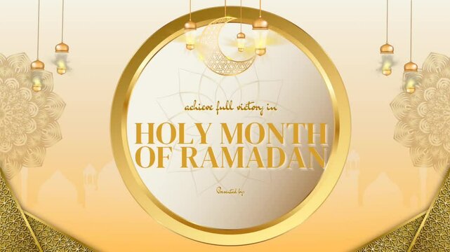 Ramadan Kareem text animation in gold color. Suitable for Ramadan celebration greeting and opening video.