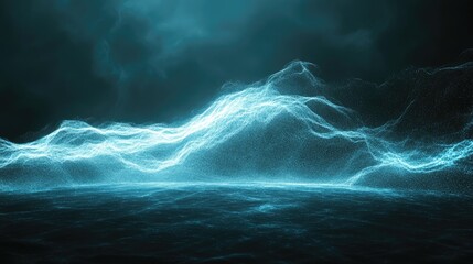 Fototapeta premium Abstract teal blue mountain landscape