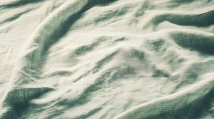 Textured Draped Sage Green Linen Fabric Background