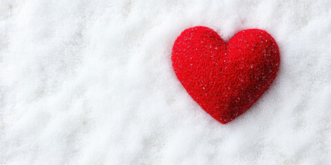 Fototapeta premium A red heart sits on a soft white surface, symbolizing love and affection.