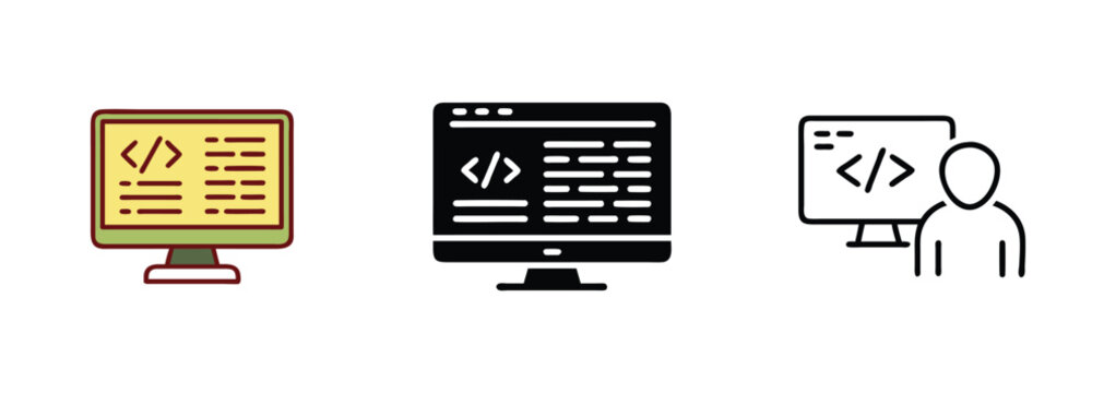 Coding Styles Computer Screen, Developer, Program, Code, Interface, Style, Design, Icon, Illustratio