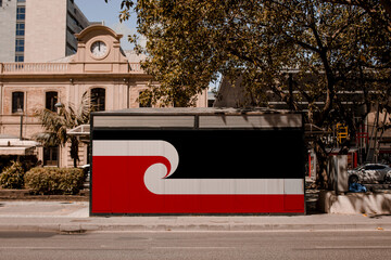 Street Mural Depicting the Tino Rangatiratanga Maori Flag 3D Rendering