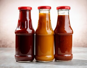 Glass bottles showing variety of smokehouse barbecue sauces