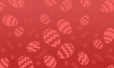 Monochromatic Easter egg pattern. Red eggs with varying designs and subtle floral elements on a deeper red background.  Simple, elegant, and festive.