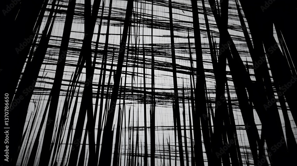 Poster abstract black and white grid lines pattern texture