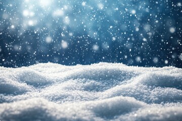 Snowfall creating a serene winter landscape with sparkling flakes and soft white drifts