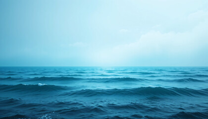 Fototapeta premium Expansive Ocean Horizon with Gentle Waves and Cloud-Streaked Sky