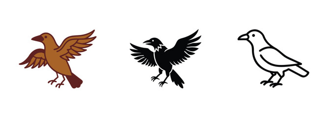 Obraz premium Brown, Black, and White Bird vector arts Avian Designs