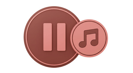 Isolated Pause Button with Music Note