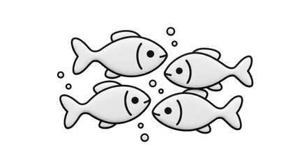 Isolated School of Fish Outline