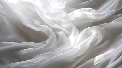 Fototapeta premium A symphony of light and shadow plays across the delicate folds of cascading white fabric, creating a mesmerizing illusion of ethereal weightlessness. Delicate Illusion. Illustration
