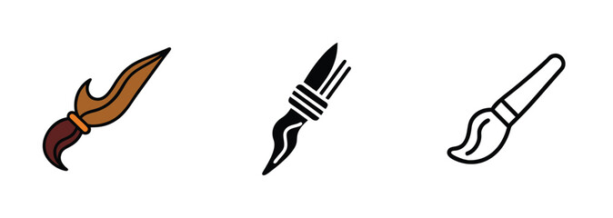 Three Artistic Brush Styles Colored, Black, and Line Art