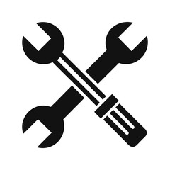 Simple vector graphic of crossed wrenches and screwdriver