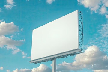 3D Illustration Outdoor Led Display on Steel Framework with Blue Sky and Clouds Background