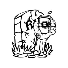 f Zombie Hand Holding Coffee Cup from Grave