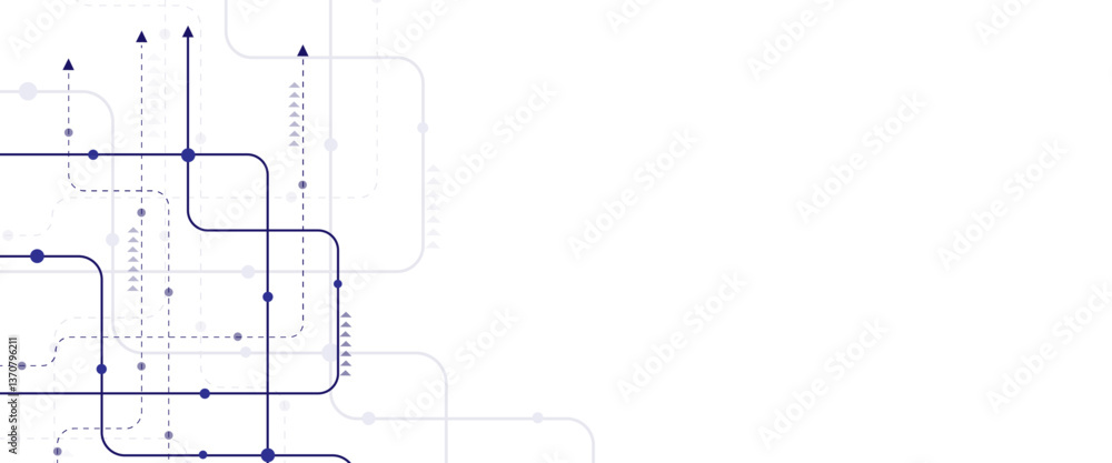 Aufkleber Vector dark blue and white color curved lines, dots with copy space. Technology background with crossed lines and dots.