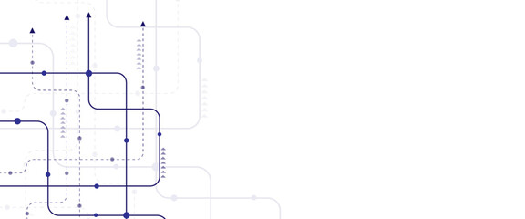 Vector dark blue and white color curved lines, dots with copy space. Technology background with crossed lines and dots.