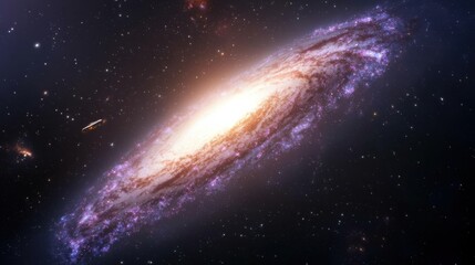 Naklejka premium A stunning view of a spiral galaxy, showcasing vibrant colors and star formations in the vastness of space.