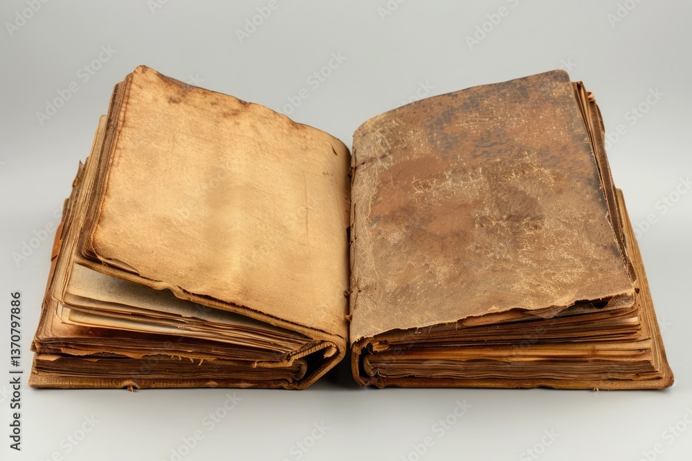 Poster detailed color image of four open books with space on right