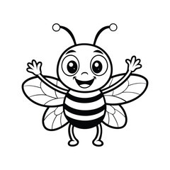 outline of a cheerful bumblebee with large eyes.eps