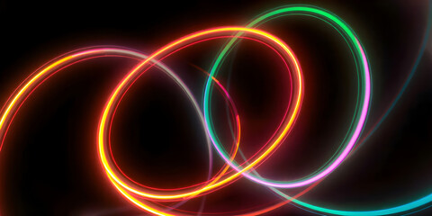 Obraz premium Glowing Neon Lights Abstract Colorful Fractal Design with Motion and Energy