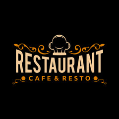 Restaurant logo design with engraving and chef hat