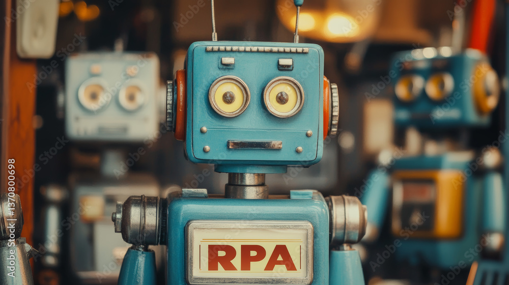Poster rpa robotic process automation innovation technology concept. business, technology, internet and net