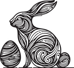 Ornamental Easter Bunny and Egg Illustration