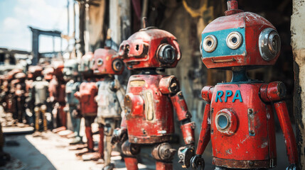 RPA Robotic process automation innovation technology concept. Business, technology, internet and networking concept.3d illustration