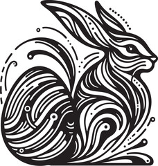 Ornamental Easter Bunny and Egg Illustration