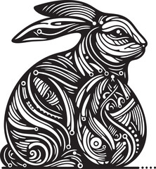 Ornamental Easter Bunny and Egg Illustration