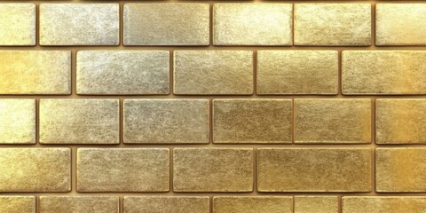 Shiny Gold Brick Wall Texture - A seamless golden brick pattern with a glossy finish, creating a luxurious, metallic background perfect for modern or high-end design themes.