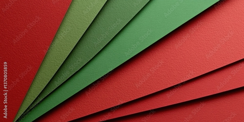 Poster vertical red and green paper texture divide - a sharp, geometric split between red and green paper t