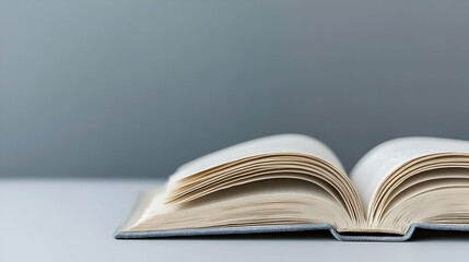 Open Antique Book On Light Gray Surface