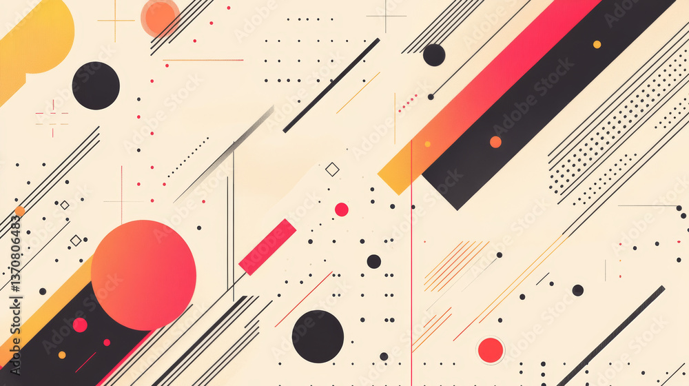 Poster minimalistic circuit design with lines and dots, geometric connection pattern, vector technology bac
