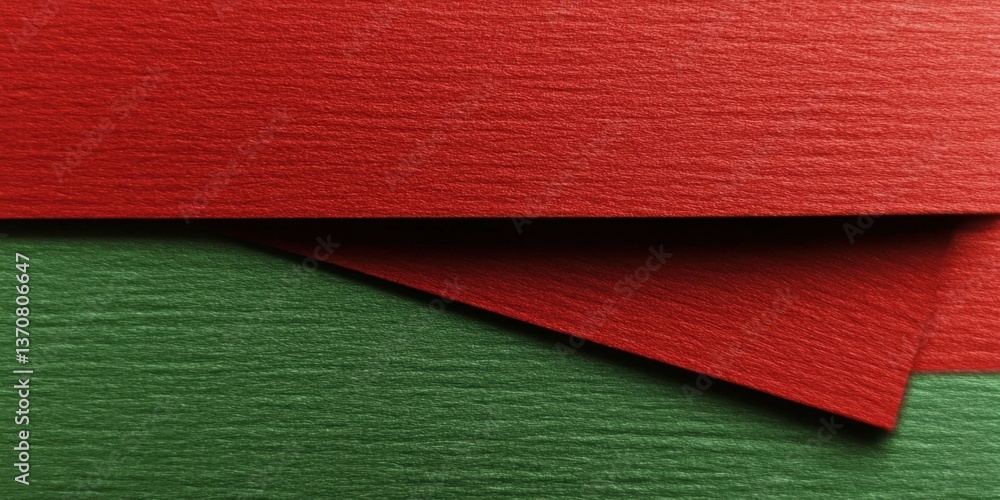 Poster a clean, seamless division between red and green textured paper, with a smooth gradient transition i