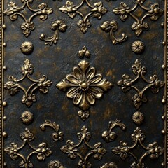 Ornate Metalwork with Floral Motifs and Textured Surface a Timeless Elegance in Decorative Arts and Architectural Detail