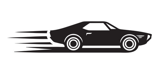 Classic American Muscle Car Speeding Silhouette Vector Illustration
