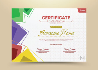 certificate of appreciation design template with geometric style
