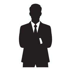 Professional Businessman Silhouette Illustration Standing with Arms Crossed for Success