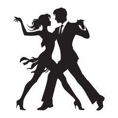 Passionate Tango Dance Silhouette Illustration Couple Embracing Artistic Movement