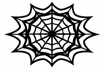 an intricate web spun silhouette line art vector illustration