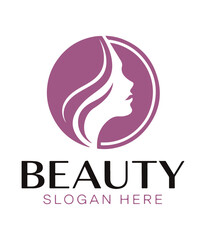 Beauty Woman Hair Salon Pink Logo