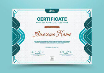 certificate of appreciation design template with geometric style in abstract composition for any awards