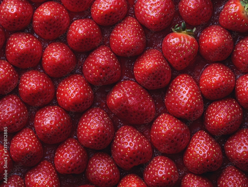 Poster abundant fresh ripe strawberries in vibrant red hues creating a visually appealing texture and patte